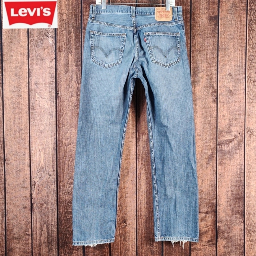 34x34 Vtg Light Distressed Straight Fit Mens Blue Jeans